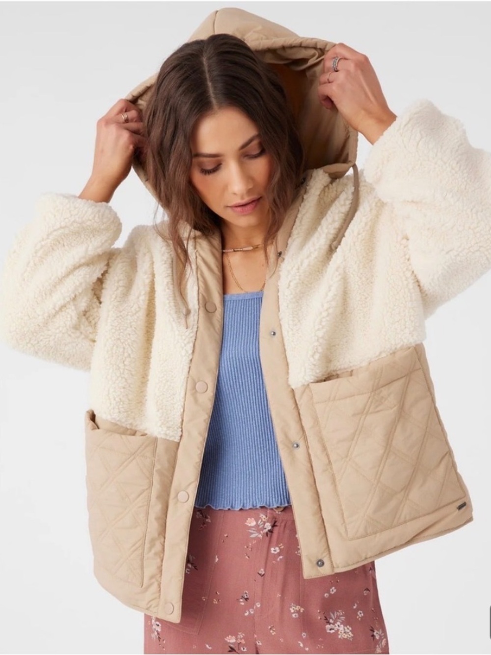 O'NEILL MEENA HIGH PILE FLEECE QUILTED JACKET